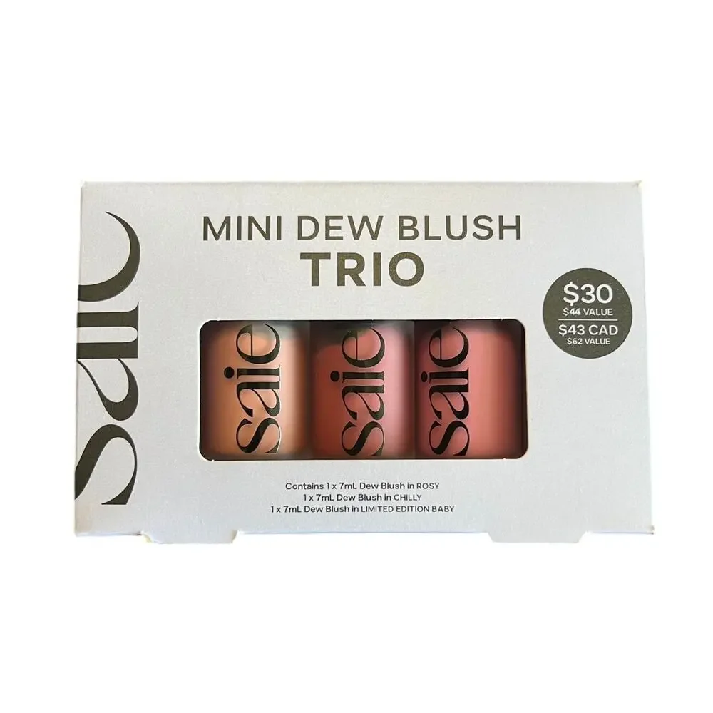 Saie Beauty Mini Blush Trio Gift Set Rosy/Chilly/Baby Limited Edition New in Box